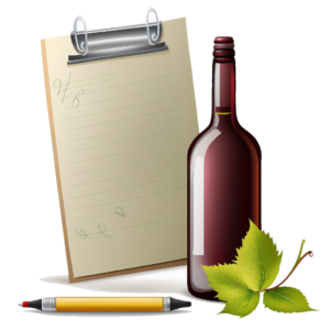 brikdach vector image of a wine bottle next to a writing pad wh 3a19e98f d505 456e a29a 902d020f06af - Die Welt der Weine