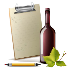 brikdach vector image of a wine bottle next to a writing pad wh 3a19e98f d505 456e a29a 902d020f06af - Die Welt der Weine
