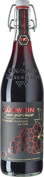 kunzmann roter gluehwein bio vegan sangiovese suess 075 l - Die Welt der Weine