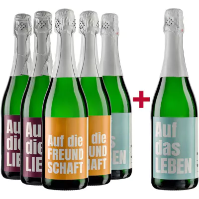 paket sekt mit naturkork qba trocken weingut weinmanufaktur schneiders aktion 19 ade - Die Welt der Weine