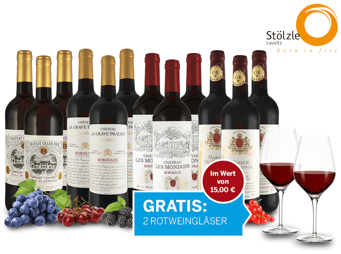 011282 Bordeaux Probierpaket 4 Glaeser gratis l - Die Welt der Weine