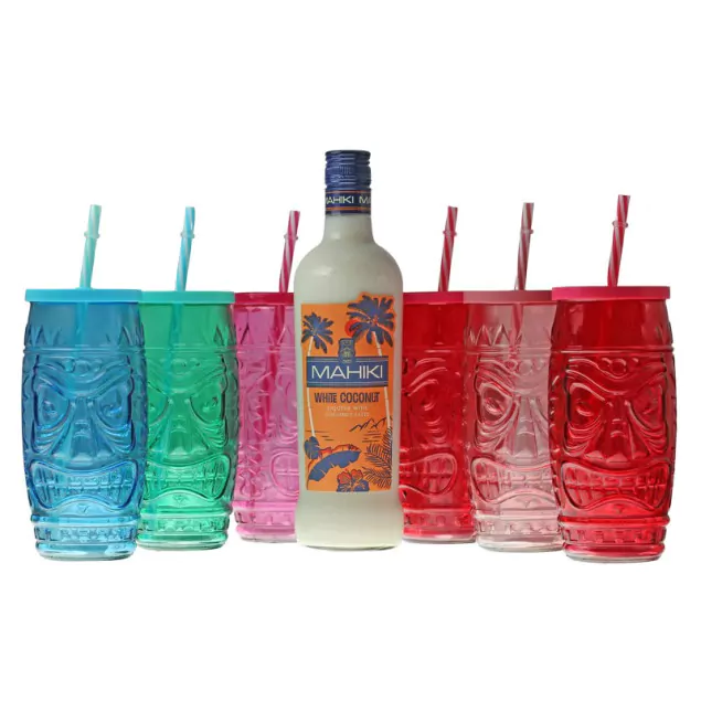 6719008 mahiki white coconut mit 6 tiki glaesern 13489 - Die Welt der Weine