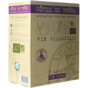 bag in box weinschlauch 3l cotes du rhone bio vignerons ardechois - Die Welt der Weine