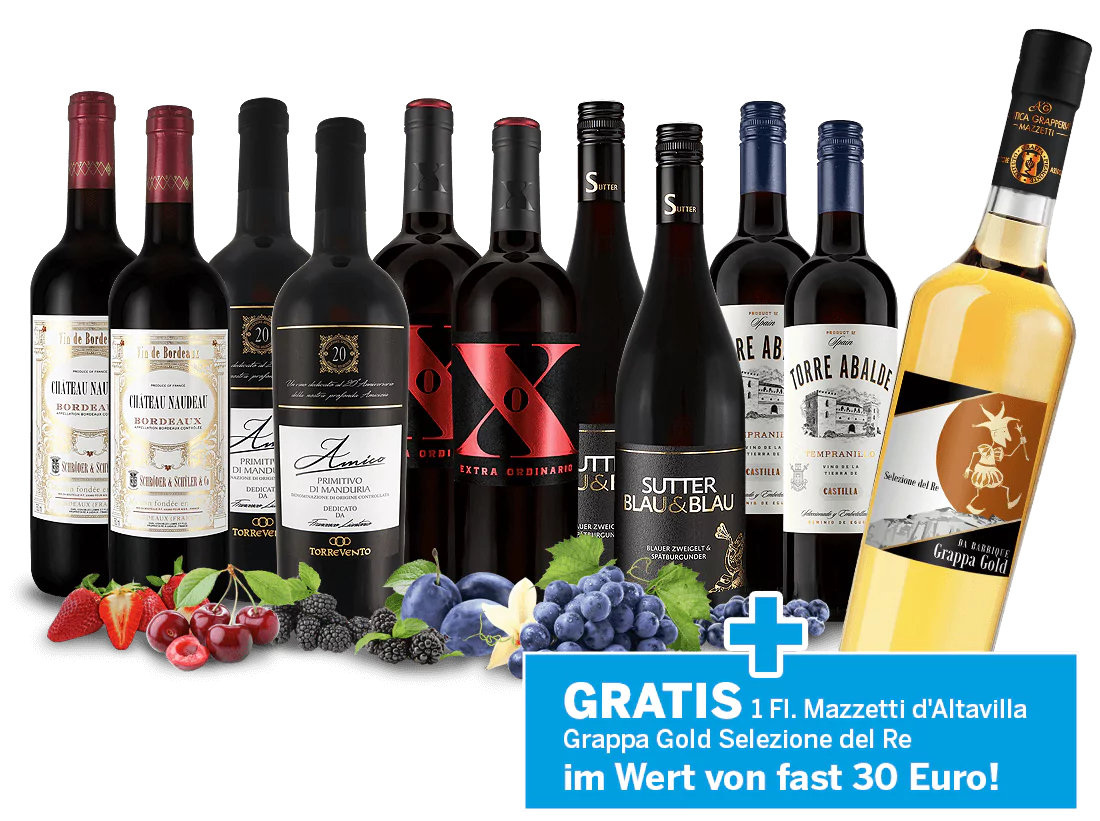 014517 ebrosia Festtagsweinpaket 2022 mit 1 Fl Grappa gratis l - Die Welt der Weine