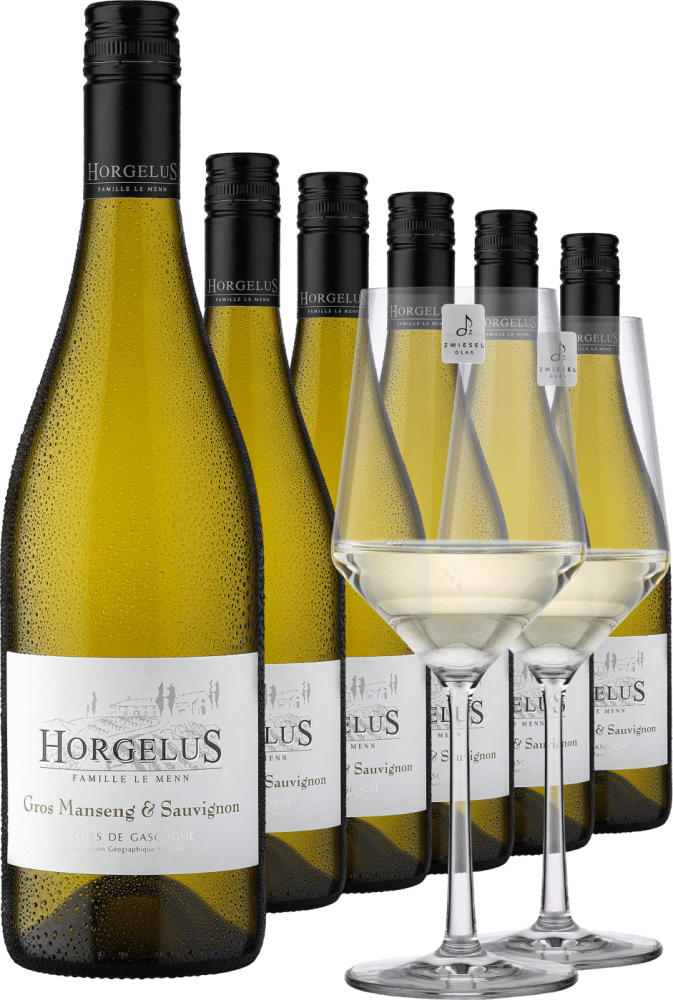 2023 Horgelus Gros Manseng Sauvignon im 6er Vorratspaket inkl. 2er Set Zwiesel Glas PURE - Die Welt der Weine