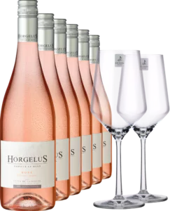 2023 Horgelus Rose im 6er Vorratspaket inklusive 2er Set Zwiesel Glaeser PURE - Die Welt der Weine