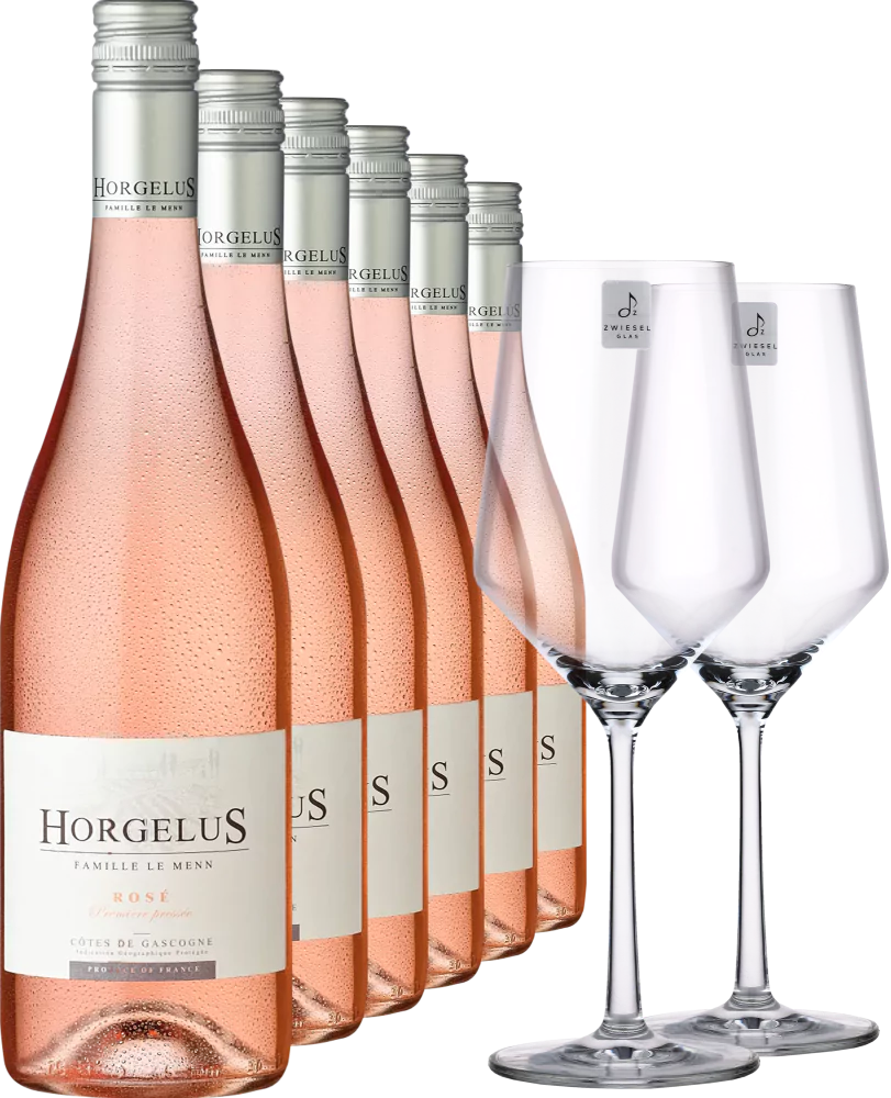 2023 Horgelus Rose im 6er Vorratspaket inklusive 2er Set Zwiesel Glaeser PURE - Die Welt der Weine