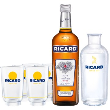 pack ricard 6 glaser allonge lehanneur ricard nouveau logo 1 karaffe - Die Welt der Weine