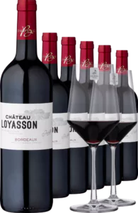 2021 Chateau Loyasson Rouge im Vorratspaket inkl. 2er Set Zwiesel Glas PURE - Die Welt der Weine