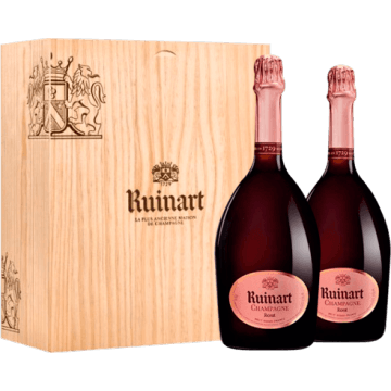 ruinart brut rose champagner geschenkset 2fl in holzkiste - Die Welt der Weine