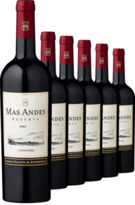 6er Vorratspaket Rothschild Mas Andes Reserva Carmenere Chile GRATIS Kellnermesser - Die Welt der Weine